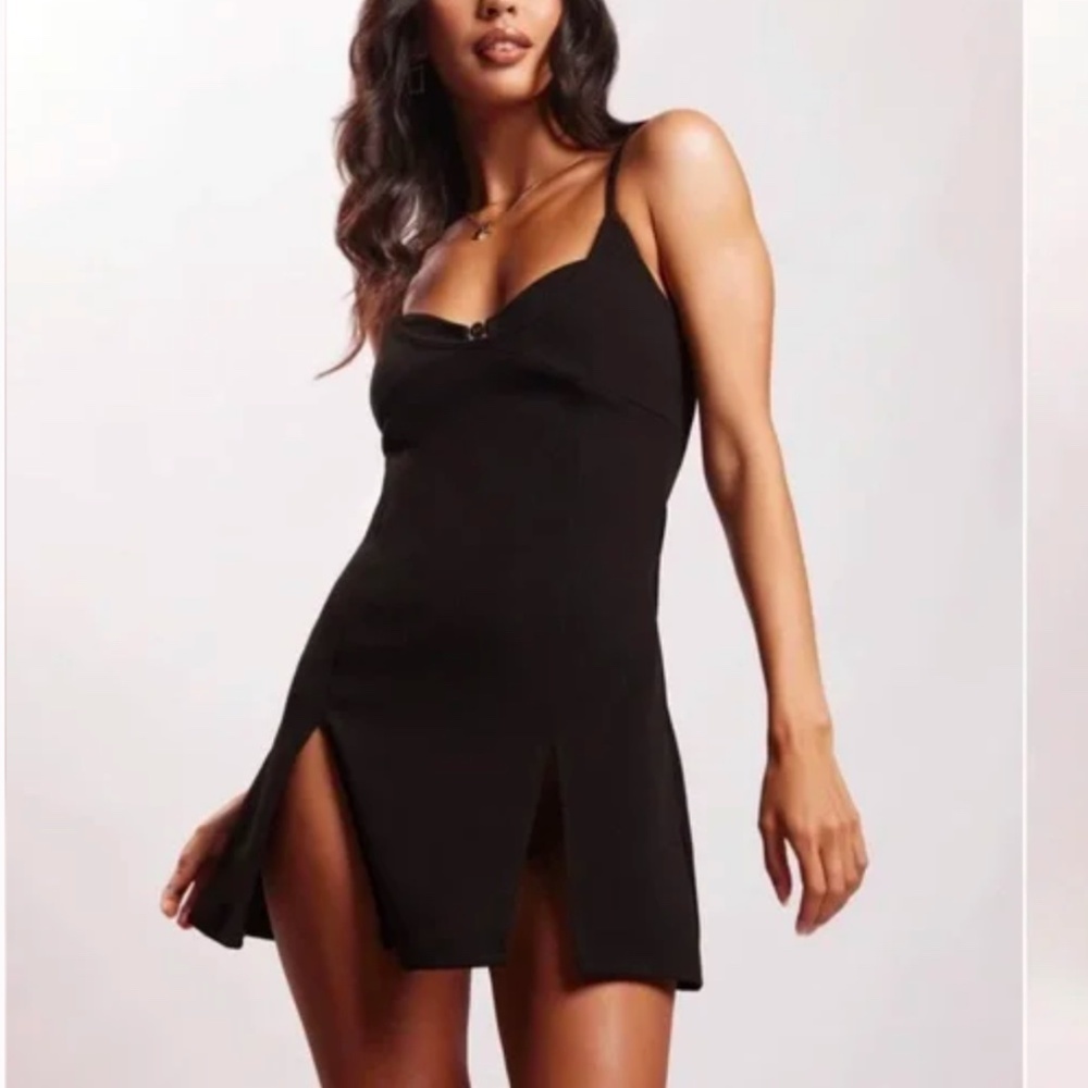 Meshki Sleek Black Mini Dress